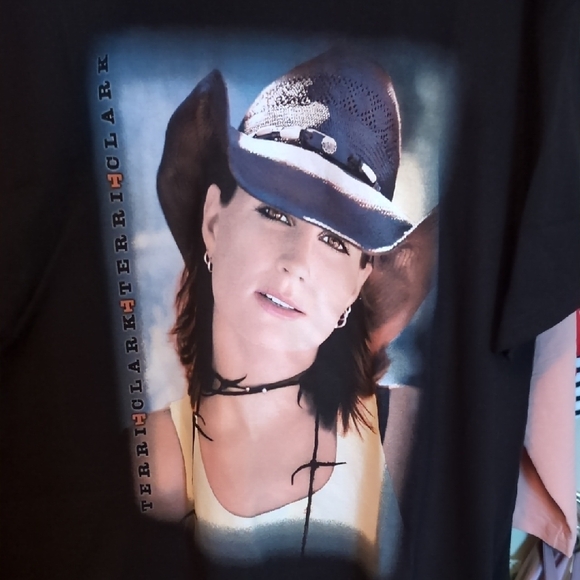 Vintage! Terri Clark 90s Black Cotton Short Sleeve Tee! Unisex Size L - Picture 4 of 4